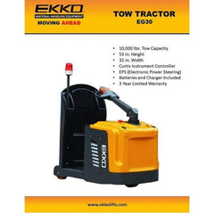 EKKO EG30 10,000 lb Electric Forklift - Curtis Controller, EPS, German AC Drive, 24V/210Ah Battery, 45" Radius, 1,445 lbs Service Weigh