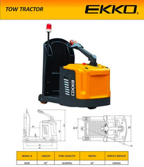 EKKO EG30 10,000 lb Electric Forklift - Curtis Controller, EPS, German AC Drive, 24V/210Ah Battery, 45" Radius, 1,445 lbs Service Weigh