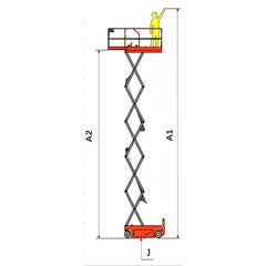 EKKO ES60E-LI Scissor Lift Table Cart - 500 lb Capacity, 65" x 30" Platform, 19 ft Lift Height, 3,356 lbs Service Weight